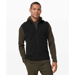 Lululemon Tundra Trek Black Wool Sherpa Fleece Zip-Up Vest, Size Large